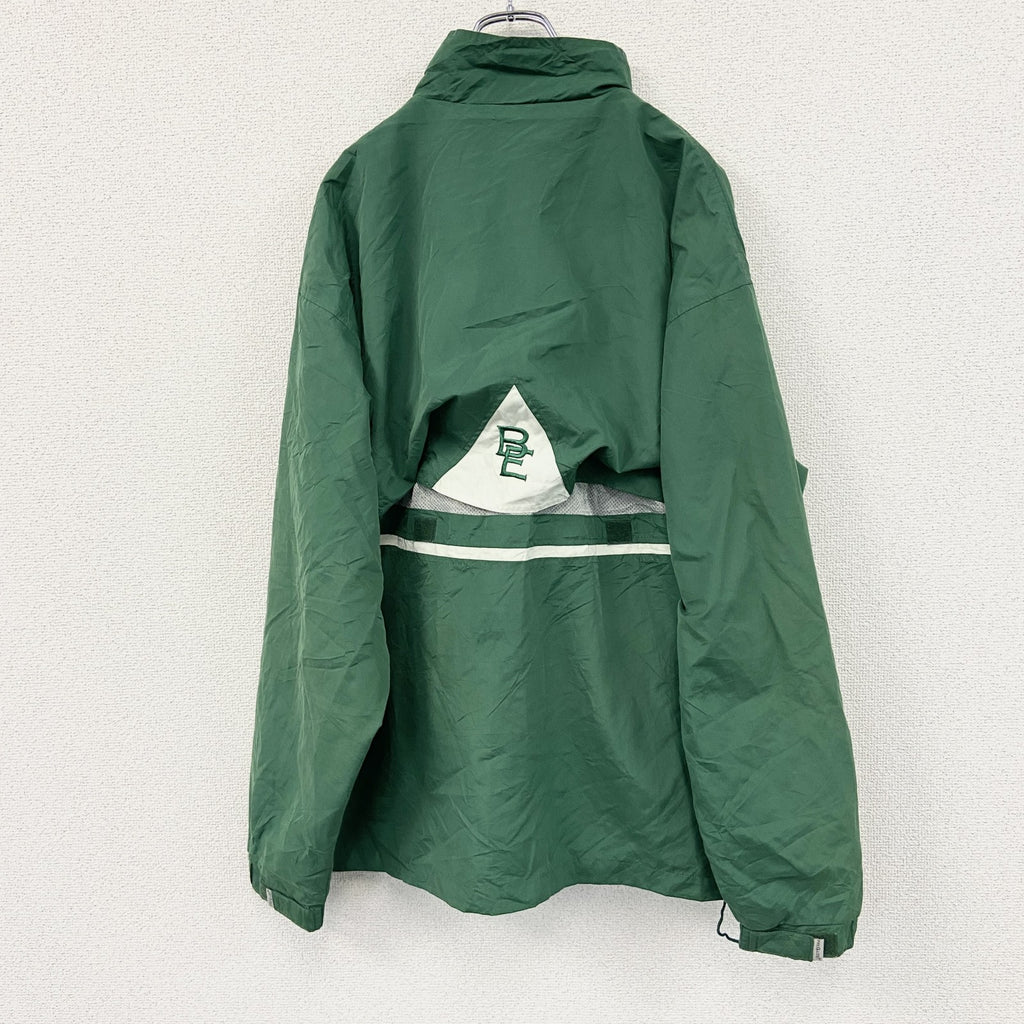 90s　PRE GAME　フルジップジャケット　刺繍ロゴ　アーチプリント　ヴィンテージ　緑　グリーン　Lサイズ　古着