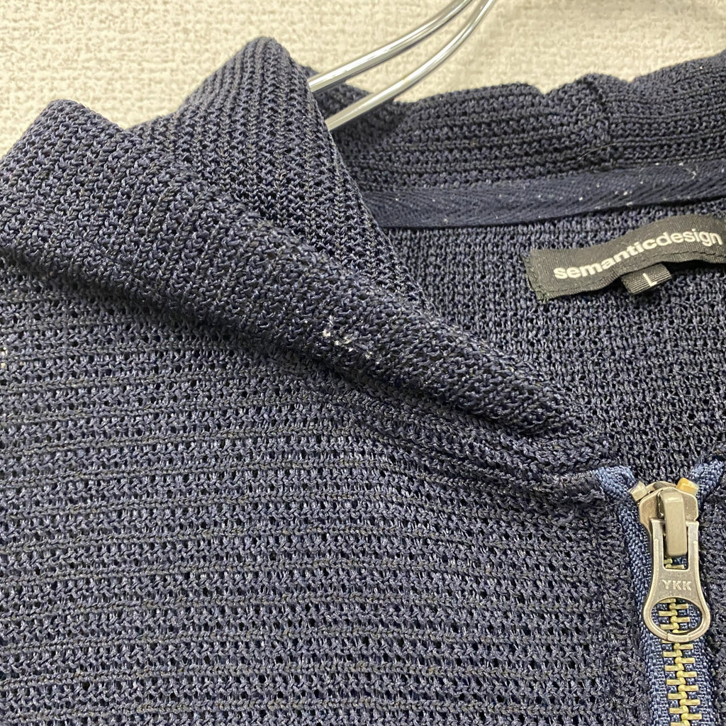 Semanticdesign　セマンティックデザイン　メッシュジップパーカー　紺　ネイビー　Lサイズ　古着