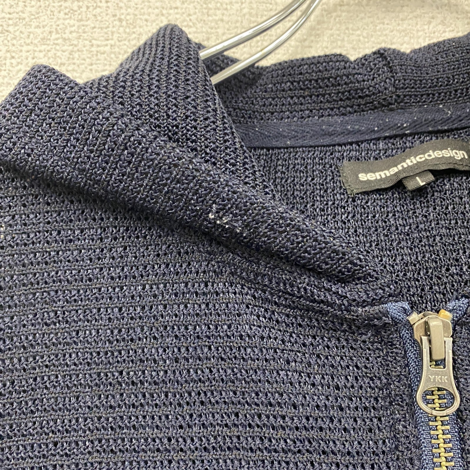 Semanticdesign　セマンティックデザイン　メッシュジップパーカー　紺　ネイビー　Lサイズ　古着