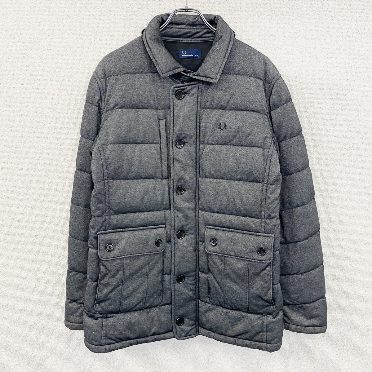FRED PERRY　フレッドペリー　ダウンジャケット　ダークグレー　XLサイズ　古着