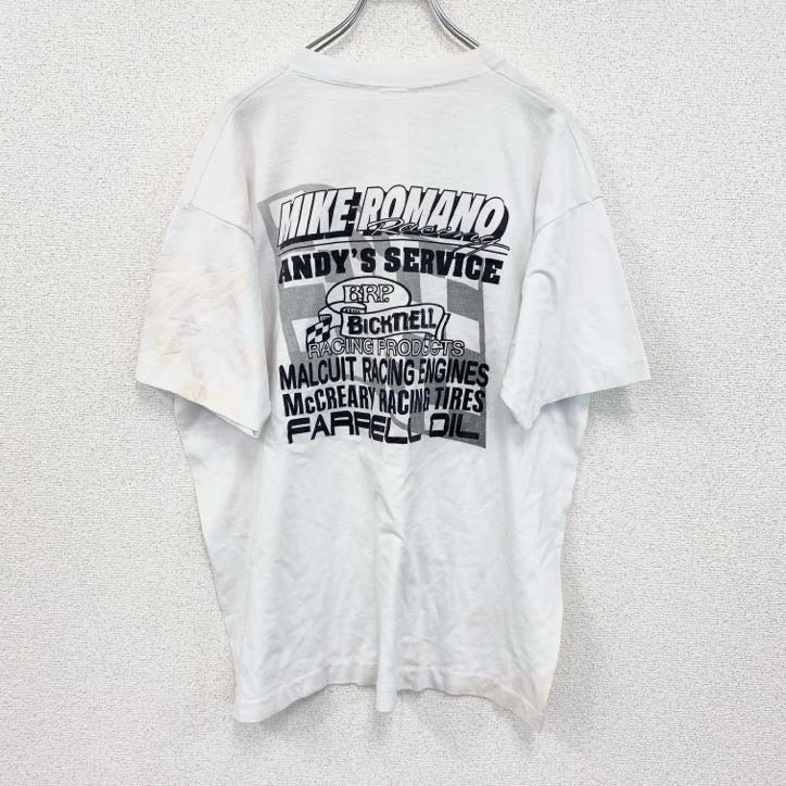 90s　半袖プリントTシャツ　ヴィンテージ　シングルステッチ　白　ホワイト　古着