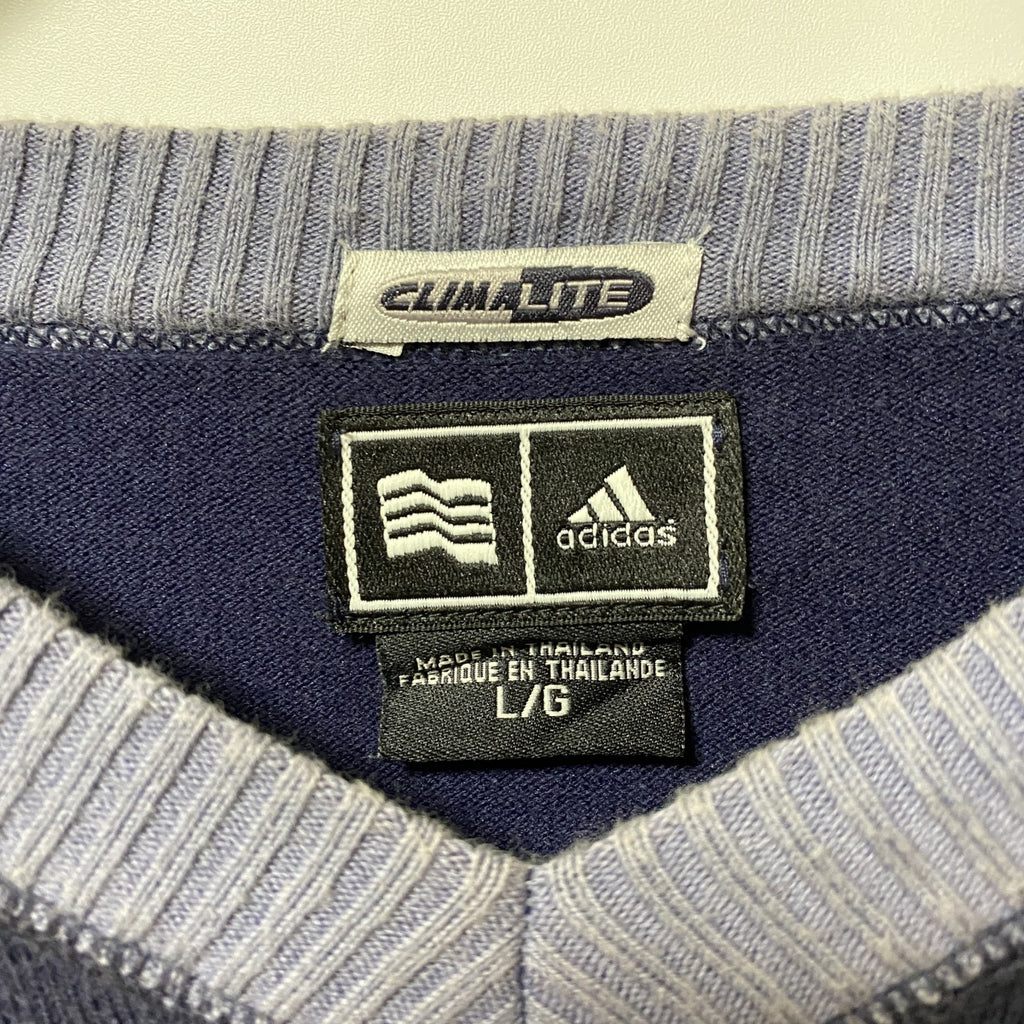 adidas climalite アディダス　クライマライト　長袖Vネックロゴ刺繍スウェット　トレーナー　ネイビー　紺　古着