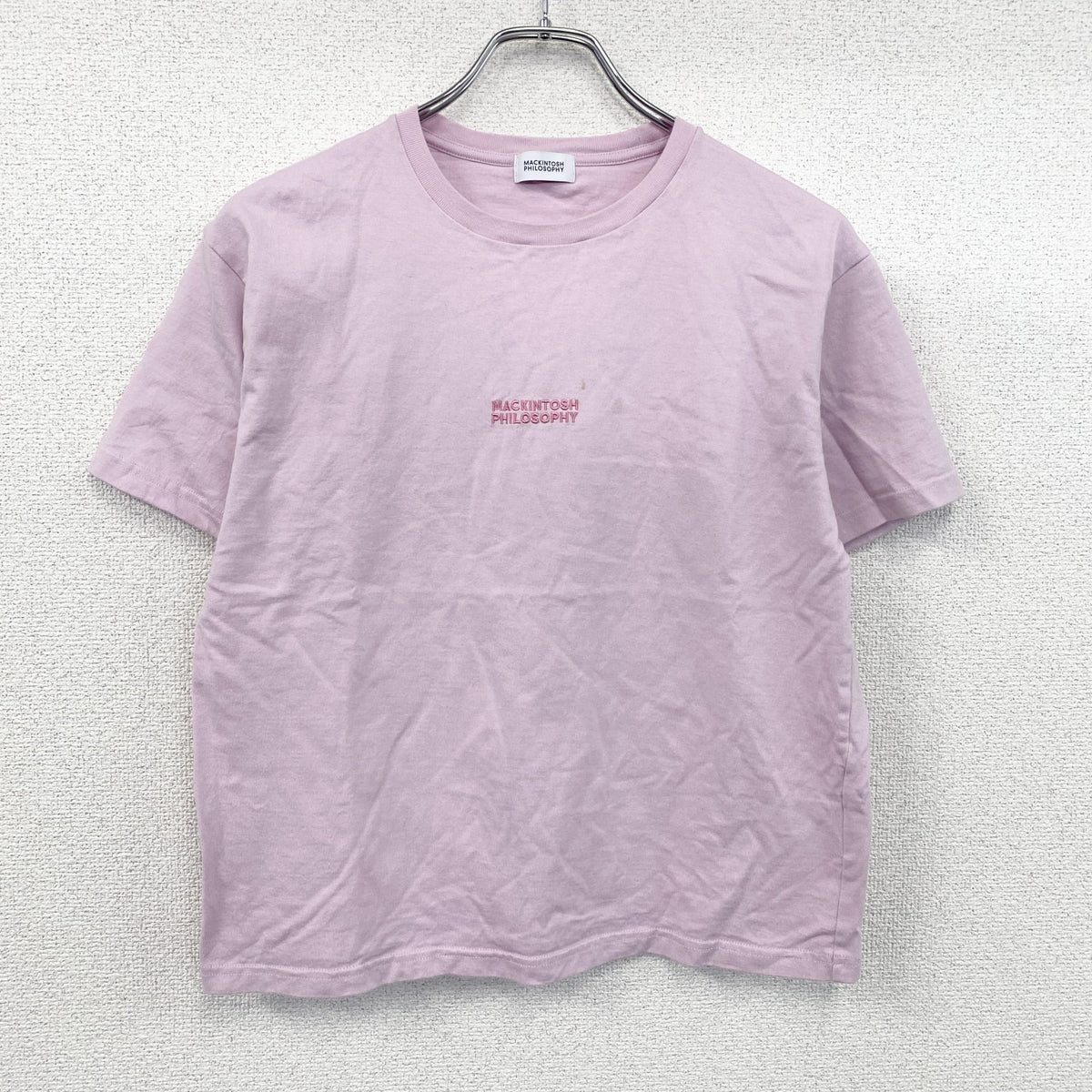MACKINTOSH PHILOSOPHY　マッキントッシュフィロソフィー　半袖Tシャツ　刺繍ロゴ　ピンク　38サイズ　古着