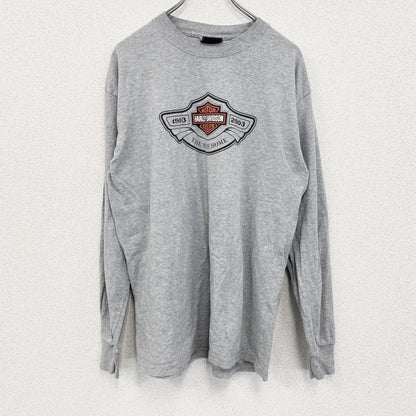 HARLEY DAVIDSON　ハーレーダビッドソン　長袖プリントTシャツ　灰　グレー　Lサイズ