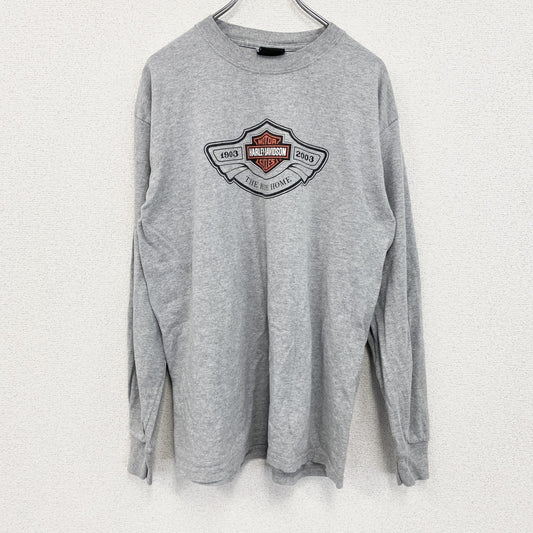 HARLEY DAVIDSON　ハーレーダビッドソン　長袖プリントTシャツ　灰　グレー　Lサイズ