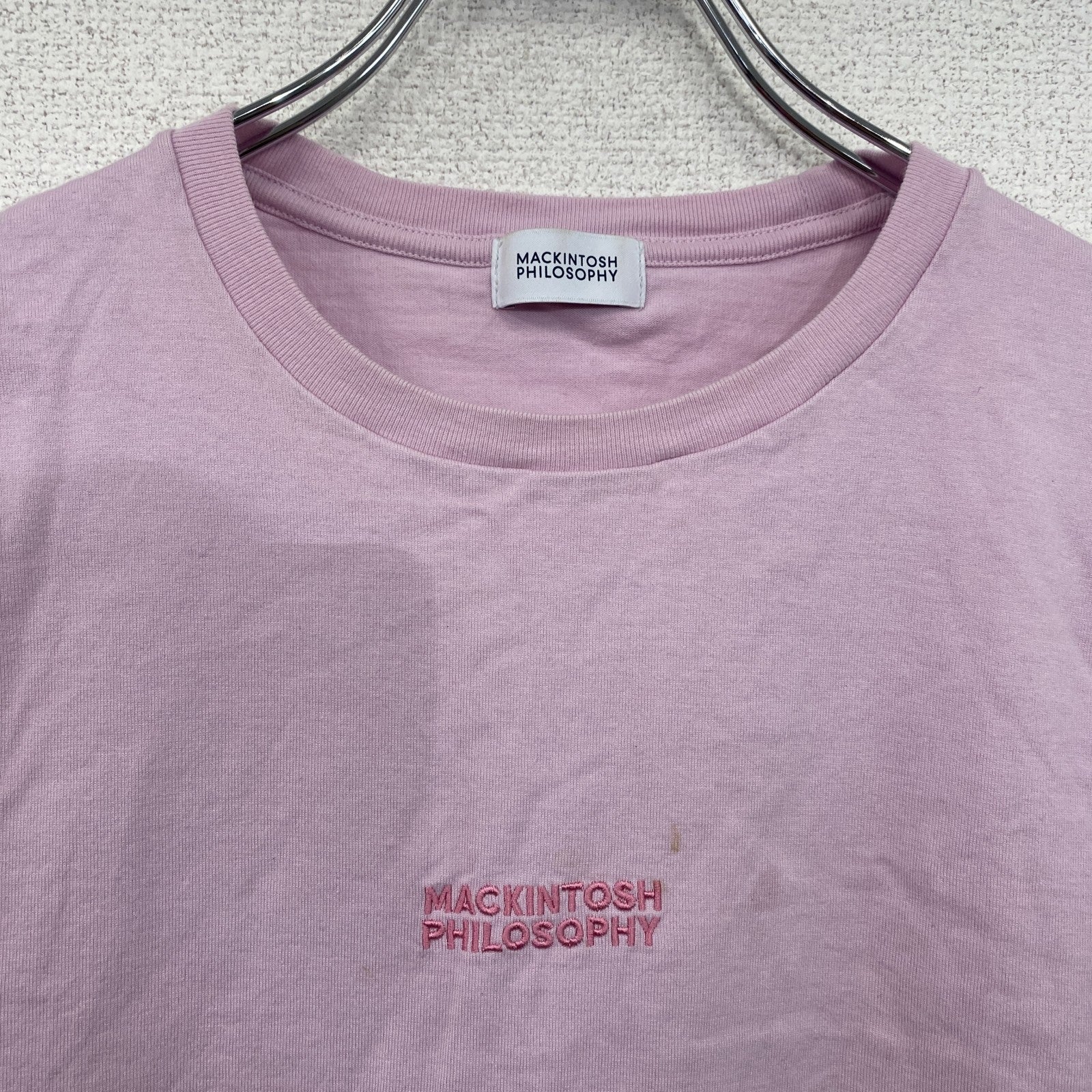 MACKINTOSH PHILOSOPHY　マッキントッシュフィロソフィー　半袖Tシャツ　刺繍ロゴ　ピンク　38サイズ　古着