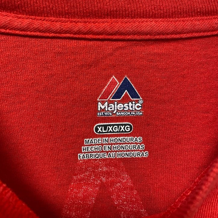 Majestic　MLB　メジャーリーグ　カージナルス　半袖プリントTシャツ　赤　レッド　レトロ　野球　XLサイズ　古着