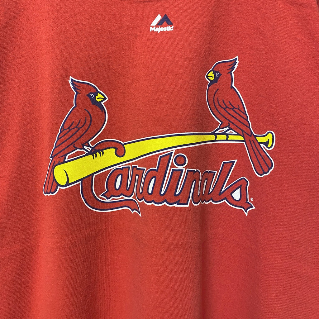 Majestic　MLB　メジャーリーグ　カージナルス　半袖プリントTシャツ　赤　レッド　レトロ　野球　XLサイズ　古着