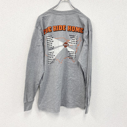 HARLEY DAVIDSON　ハーレーダビッドソン　長袖プリントTシャツ　灰　グレー　Lサイズ