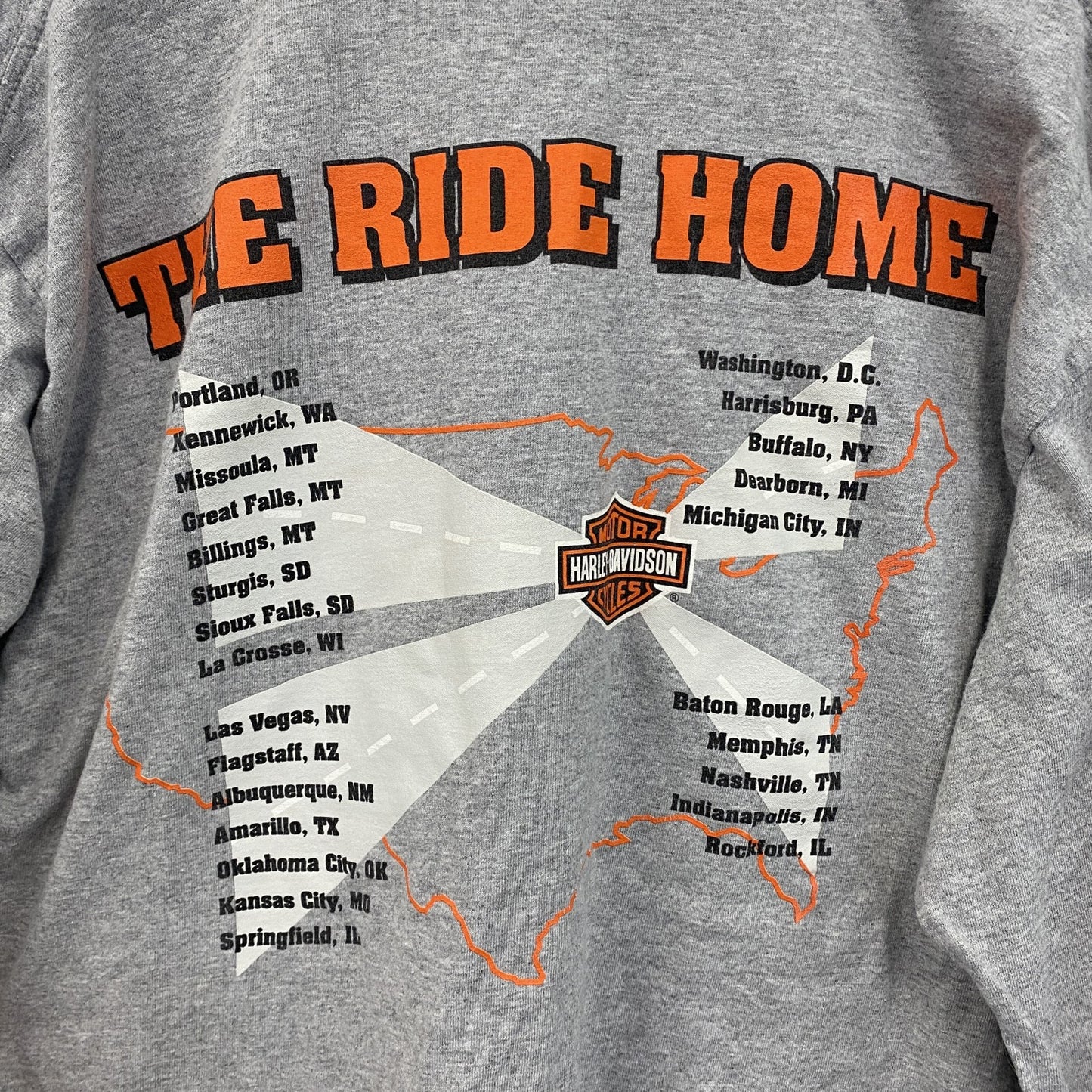 HARLEY DAVIDSON　ハーレーダビッドソン　長袖プリントTシャツ　灰　グレー　Lサイズ