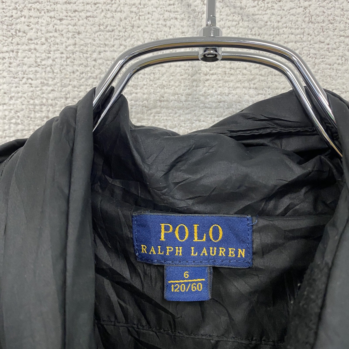 POLO RALPH LAUREN　ポロラルフローレン　ダウンジャケット　刺ロゴ　黒　ブラック　120サイズ　古着