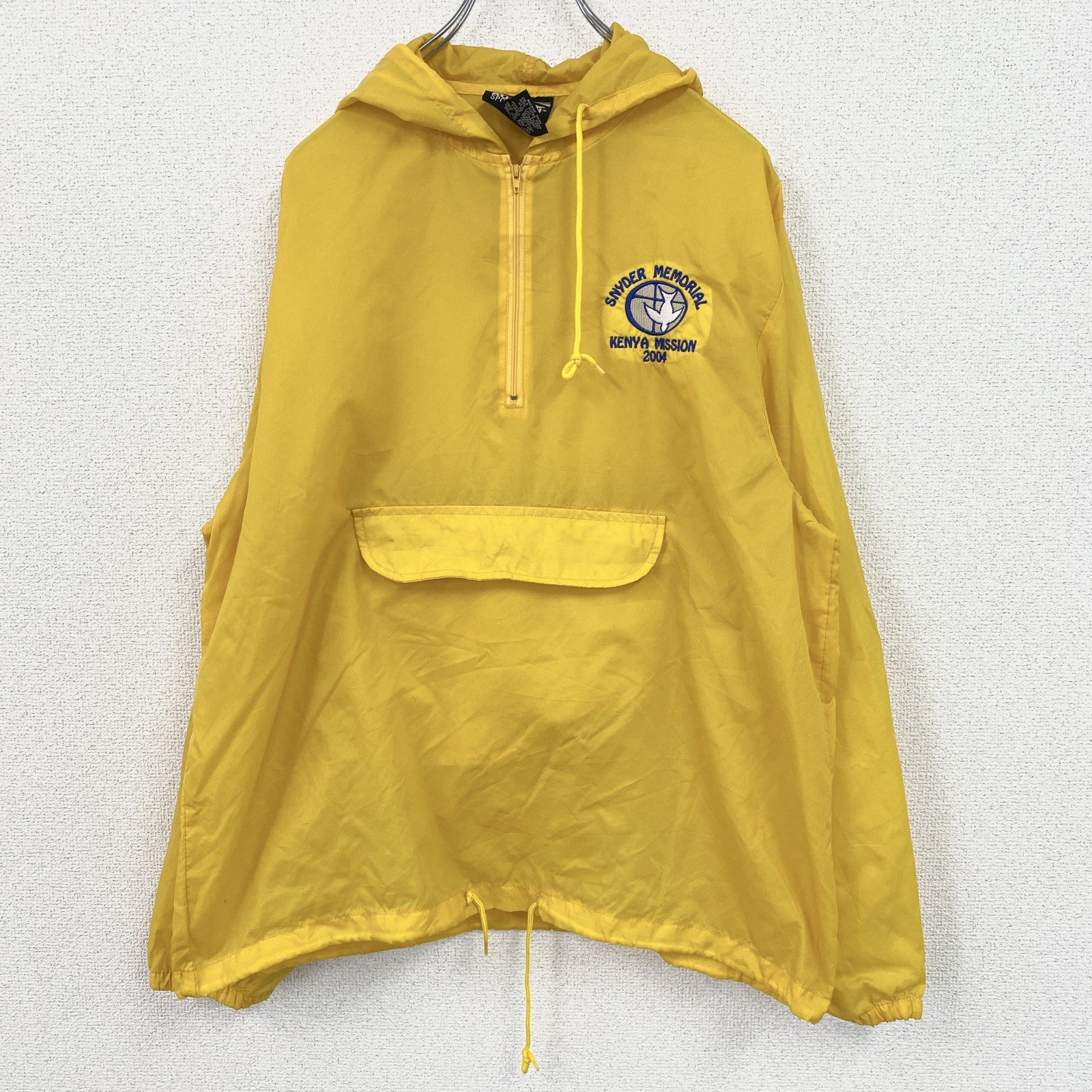 AUBURN　SPORTSWEAR　ハーフナイロンジャケット　プルオーバー　フーディ　黄色　イエロー　Mサイズ　古着