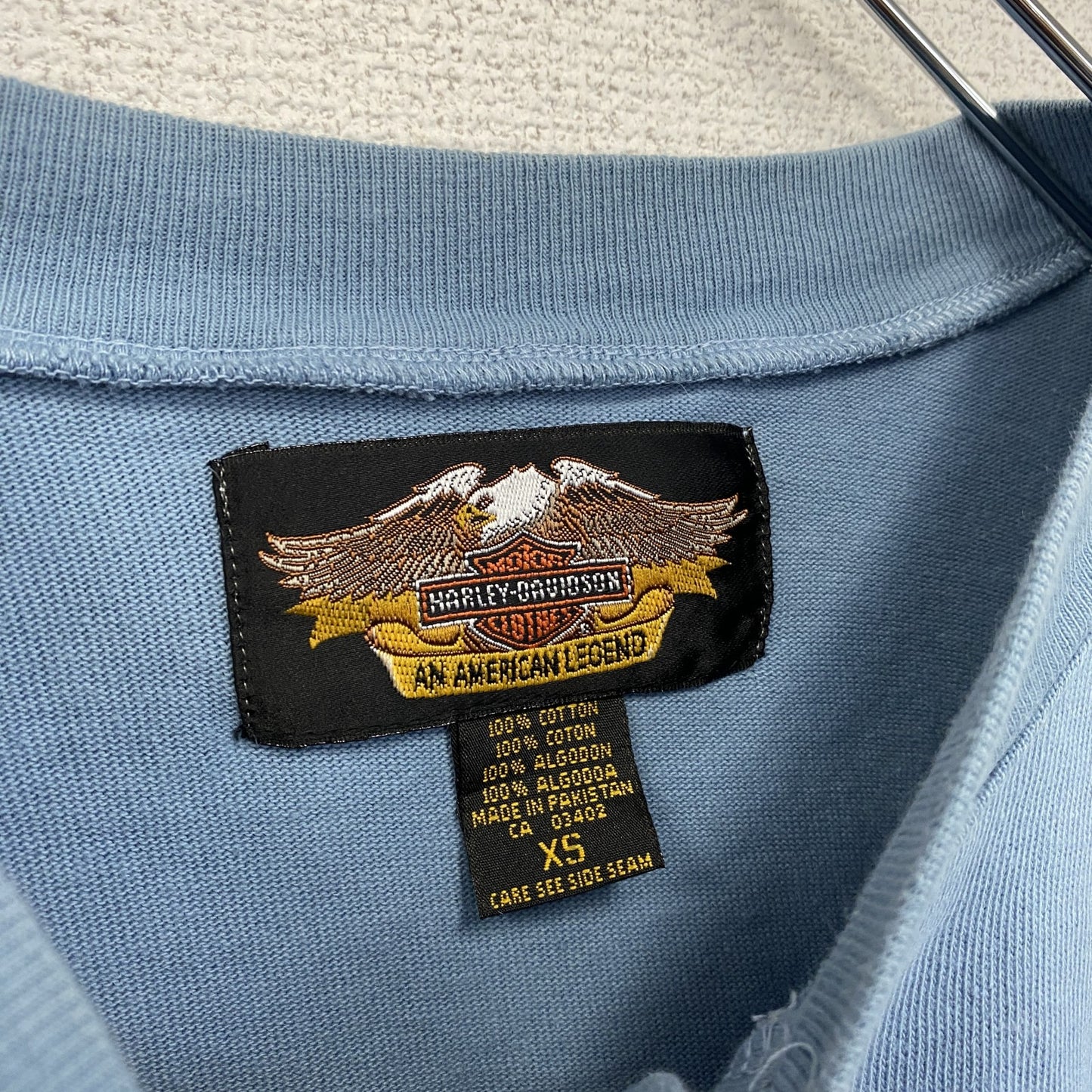 HARLEY DAVIDSON　ハーレーダビッドソン　長袖プリントTシャツ　水色　ライトブルー　XSサイズ