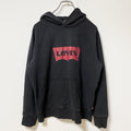 LEVI'S リーバイス 長袖ロゴプリントプルオーバーパーカー　フーディー　レトロデザイン　ブラック　Mサイズ　古着