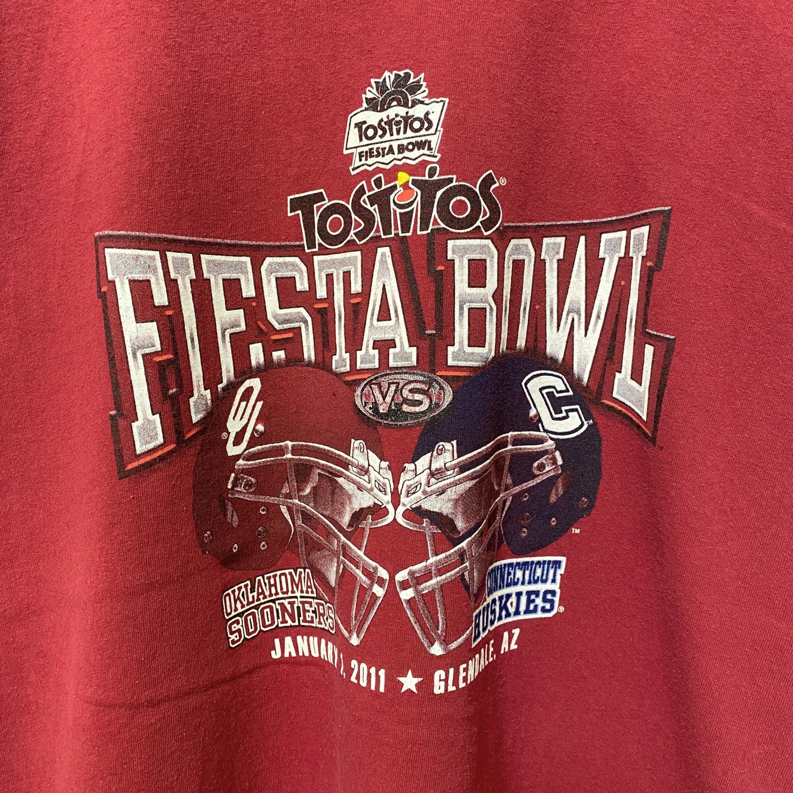 GILDAN ギルダン　半袖プリントTシャツ　赤　レッド　レトロ　アメフト　フィエスタボウル　2011　XLサイズ　古着