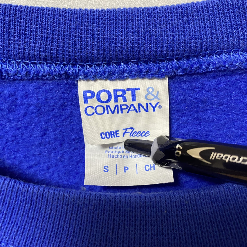 PORT&COMPANY　スウェット/トレーナー　星条旗　両面プリント　クルーネック　青　ブルー　Sサイズ　古着