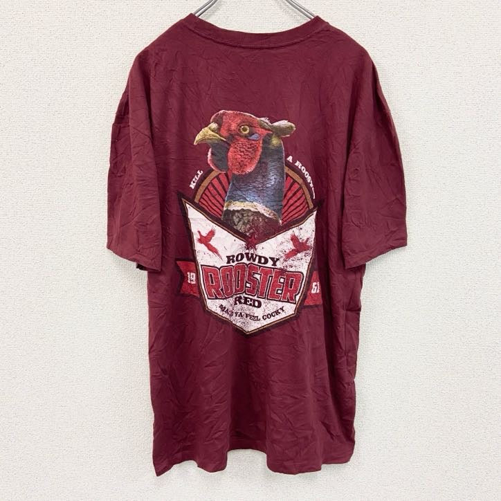 Cabela’s　カベラス　半袖両面プリントTシャツ　赤紫色　バーガンディ　XLサイズ　古着