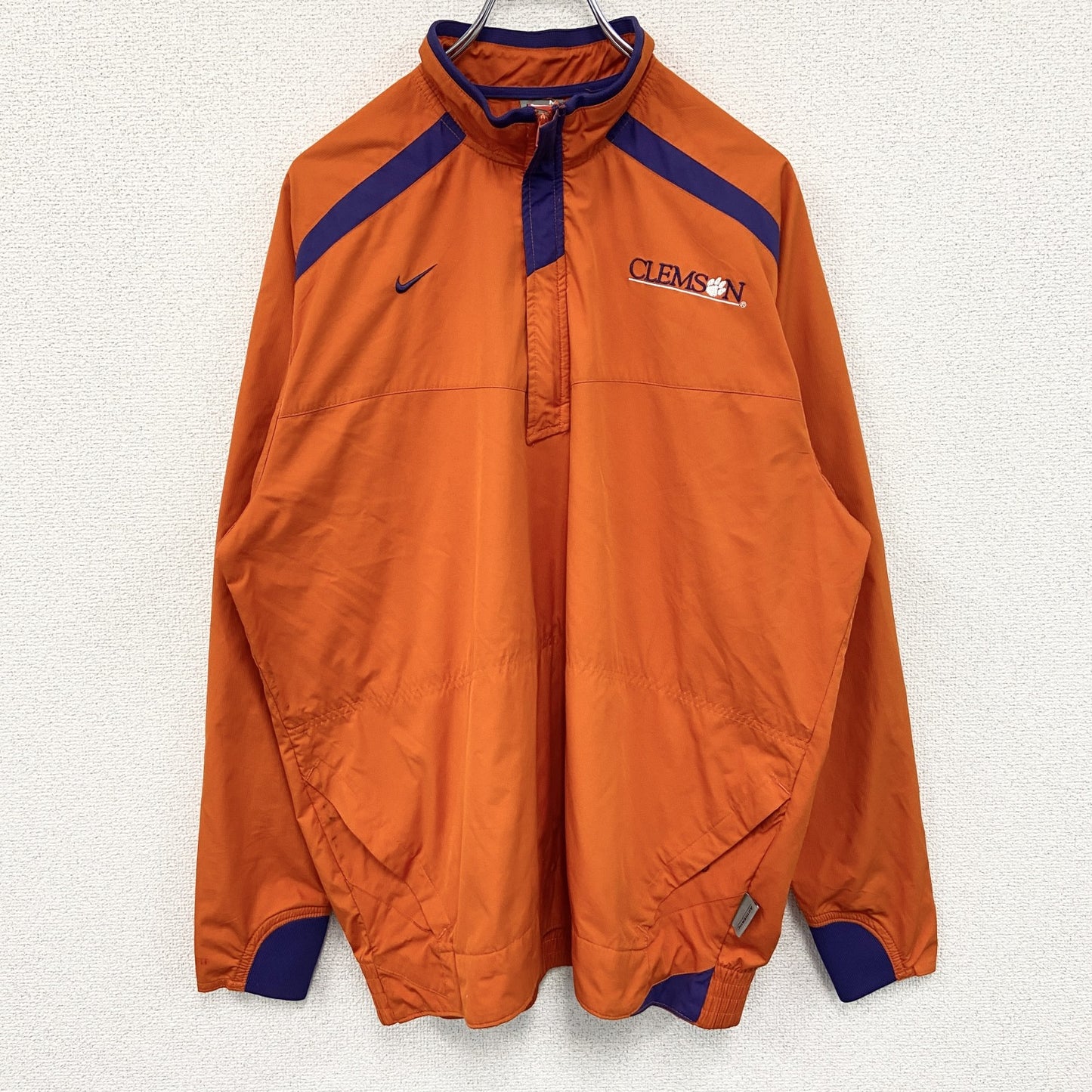 90s　NIKE　ナイキ　ハーフジップナイロンジャケット　ヴィンテージ　橙色　オレンジ　Mサイズ