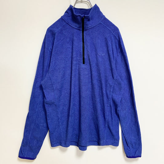 古着 used　Champion チャンピオン 長袖ハーフジップフリースジャケット　青 ブルー　ワンポイント刺ロゴ　Mサイズ