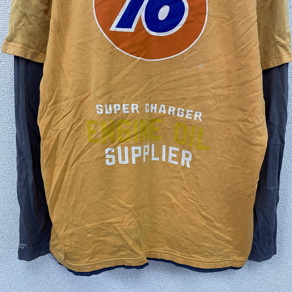 76 Lubricants　セブンティーシックスルブリカンツ　長袖Tシャツ/ロンT　企業T　オレンジ　Lサイズ　古着