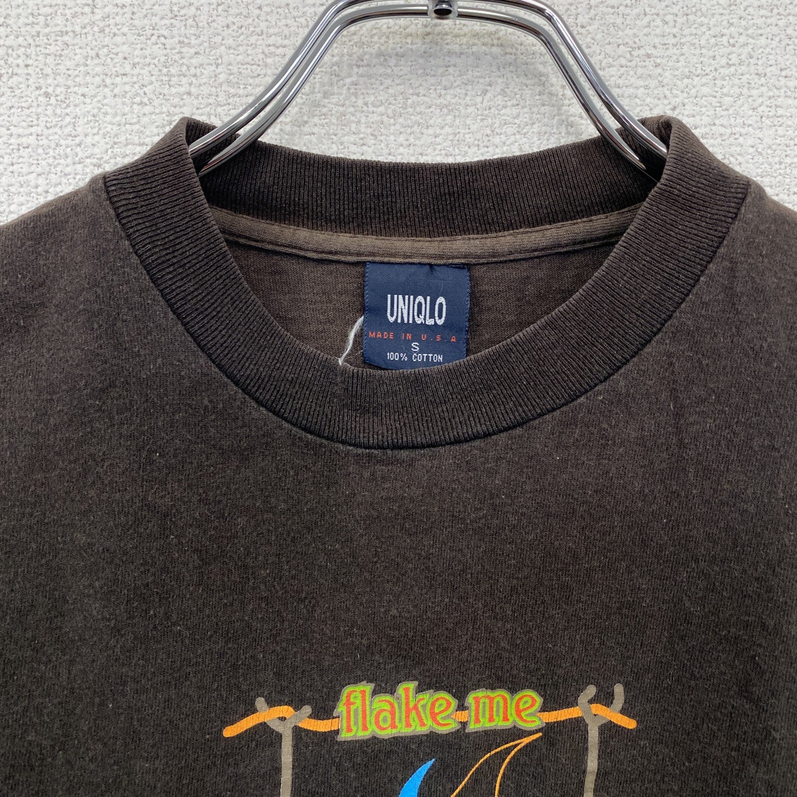 ～90s　OLD UNIQLO　オールドユニクロ　半袖Tシャツ　フェード　ヴィンテージ　黒　ブラック　Sサイズ　古着