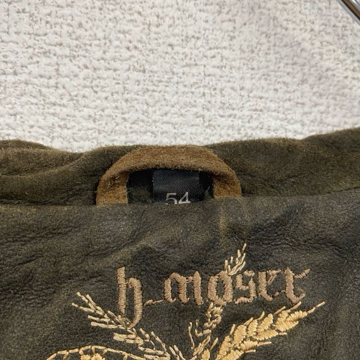 h-moser　チロリアンレザージャケット　レザーコート　マオカラー　刺繍　ブラウン　54サイズ