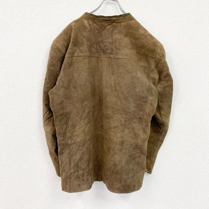 h-moser　チロリアンレザージャケット　レザーコート　マオカラー　刺繍　ブラウン　54サイズ