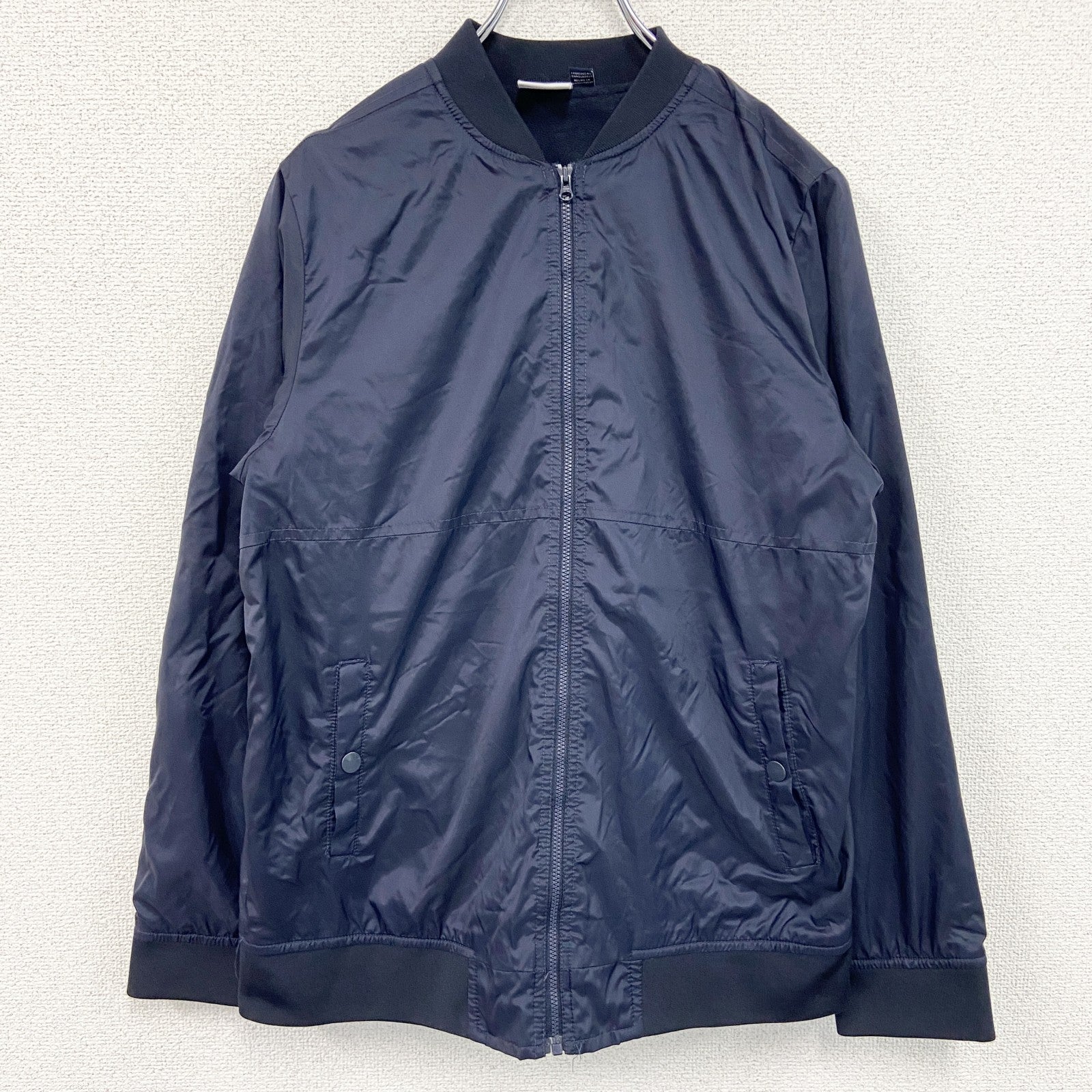 NAUTICA　ノーティカ　フルジップナイロンジャケット　MA1　紺　ネイビー　XLサイズ　古着