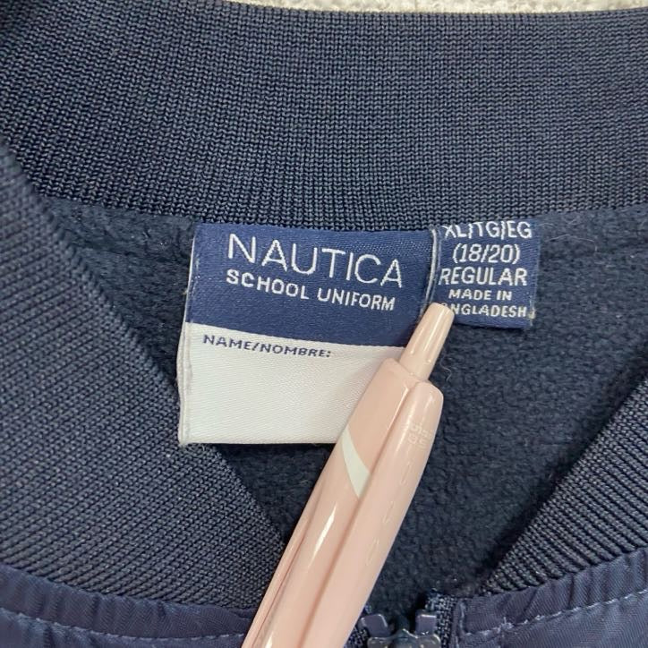 NAUTICA　ノーティカ　フルジップナイロンジャケット　MA1　紺　ネイビー　XLサイズ　古着