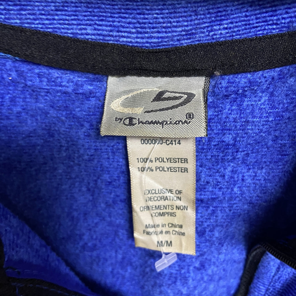 Champion チャンピオン 長袖ハーフジップフリースジャケット　青 ブルー　ワンポイント刺繍ロゴ　Mサイズ　古着