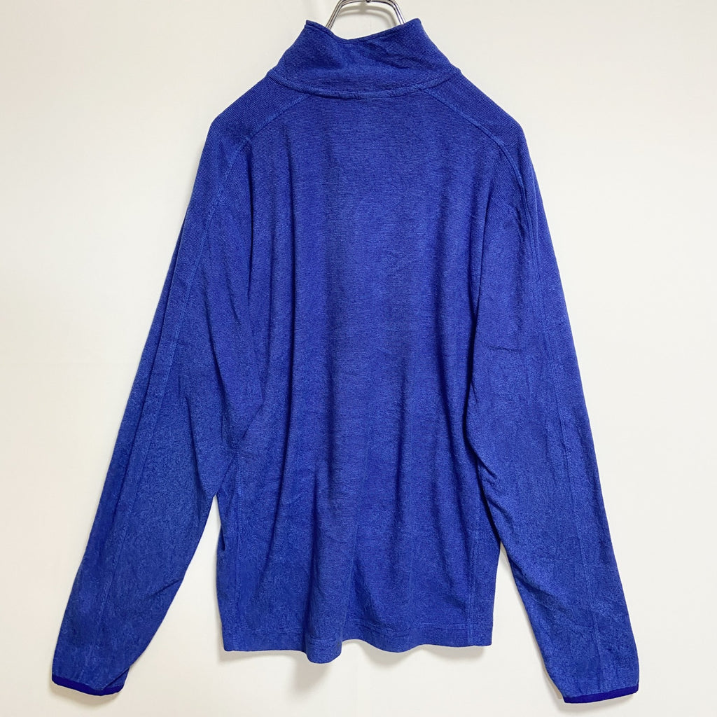 Champion チャンピオン 長袖ハーフジップフリースジャケット　青 ブルー　ワンポイント刺繍ロゴ　Mサイズ　古着