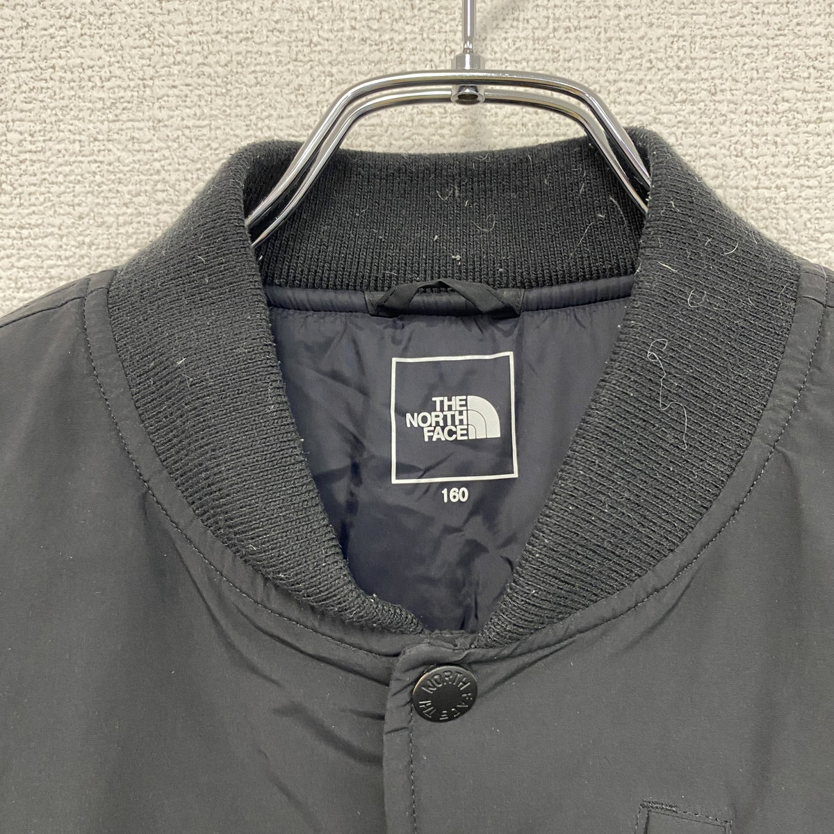 THE NORTH FACE　ザ・ノースフェイス　K’S PLAYER VARSITY JACKET　ボンバージャケット　黒　ブラック　160サイズ　古着