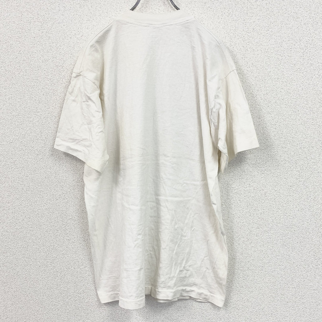 半袖プリントTシャツ　シングルステッチ　白　ホワイト　Mサイズ　古着