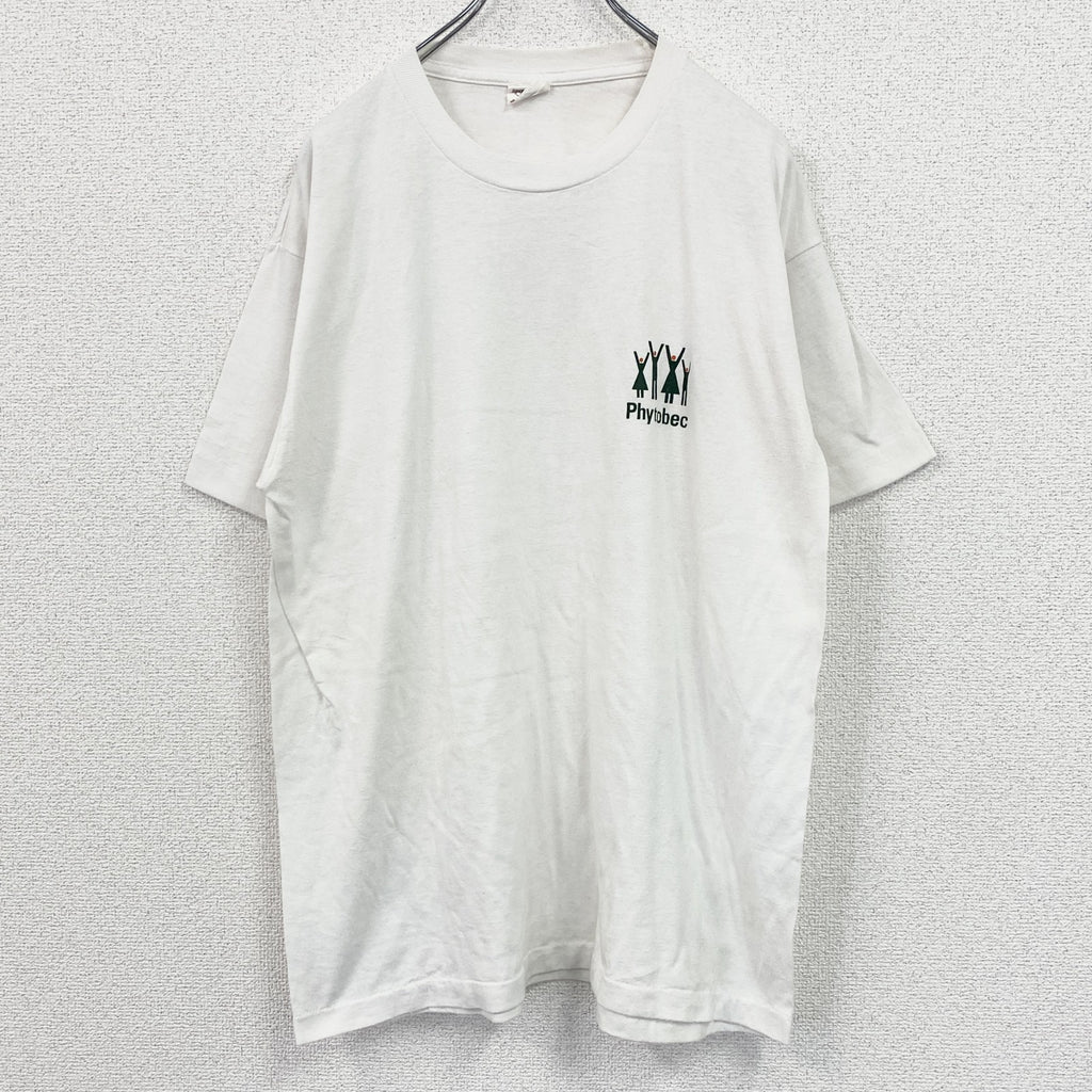 ～90s　SPORTSMAN　半袖プリントTシャツ　シングルステッチ　ワンポイント　ヴィンテージ　白　ホワイト　Mサイズ　古着