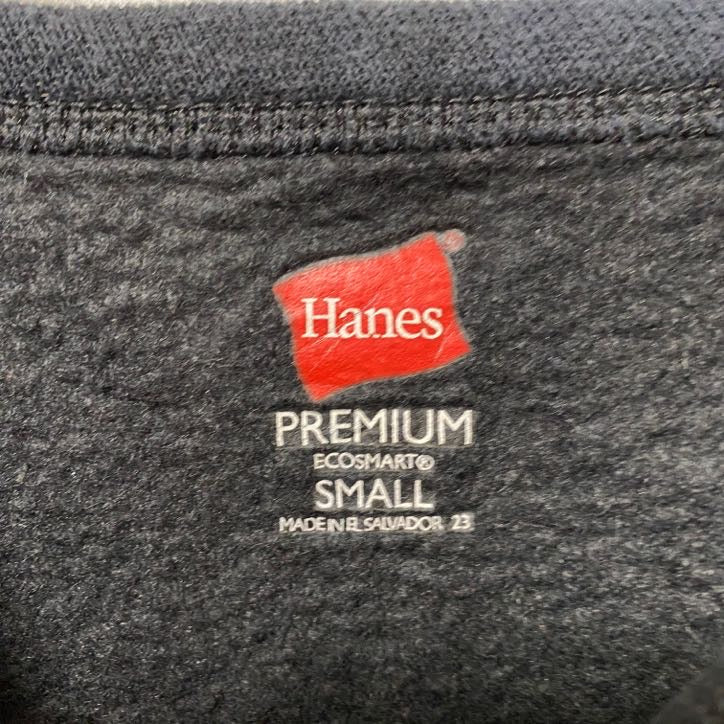 古着 used Hanes ヘインズ　長袖クルーネックラインストーンロゴスウェット　トレーナー　レトロデザイン　ブラック　Sサイズ