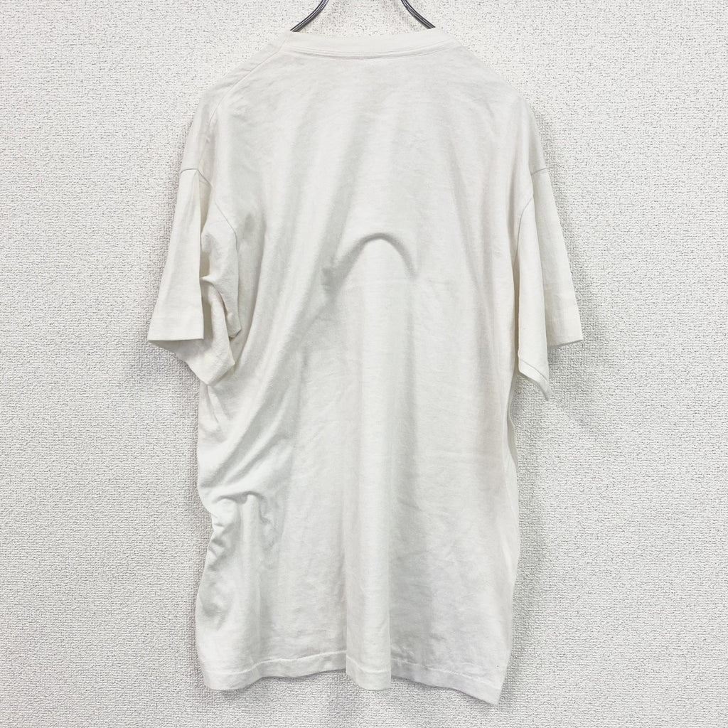 ～90s　SPORTSMAN　半袖プリントTシャツ　シングルステッチ　ワンポイント　ヴィンテージ　白　ホワイト　Mサイズ　古着