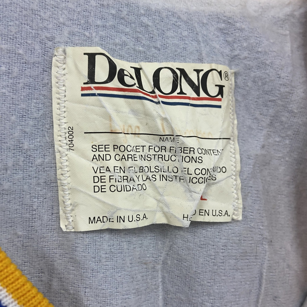 90s　Delong　デロング　プルオーバージャケット　刺繍ロゴ　ワンポイント　ヴィンテージ　青　ブルー　Lサイズ　古着