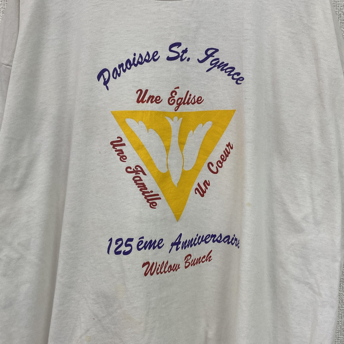 90s　FRUIT OF THE LOOM　フルーツオブザルーム　半袖プリントTシャツ　白　ホワイト　XLサイズ　　ヴィンテージ　古着