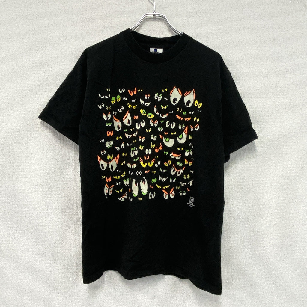 90s　Stanley　Desantis　スタンリー・デサンティス　USA製　eye　目玉　半袖Tシャツ　シングルステッチ　ヴィンテージ　黒　ブラック　古着