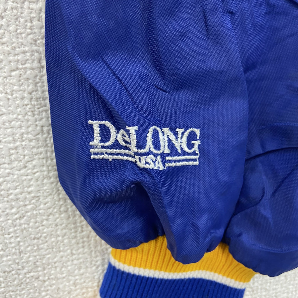 90s　Delong　デロング　プルオーバージャケット　刺繍ロゴ　ワンポイント　ヴィンテージ　青　ブルー　Lサイズ　古着