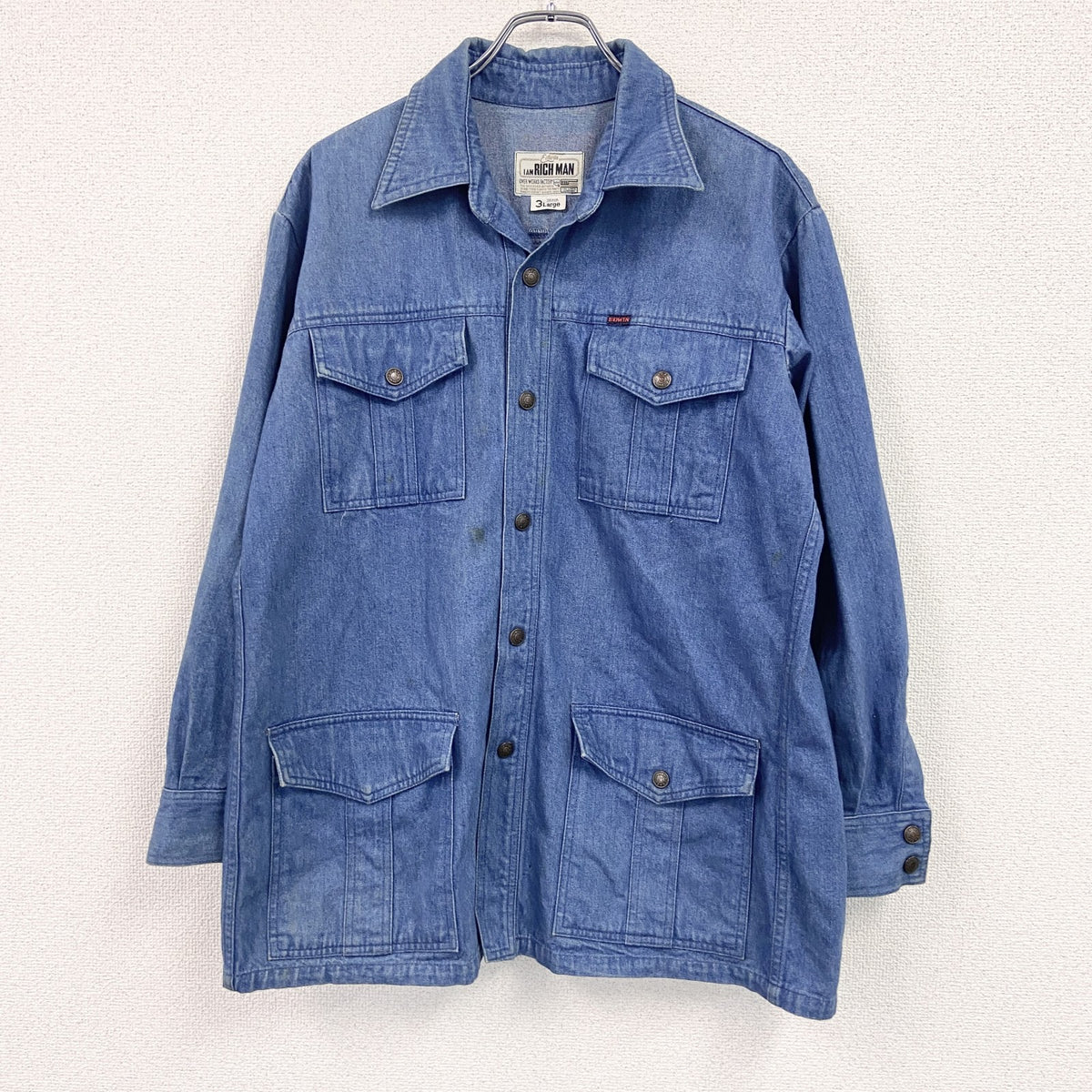 EDWIN　エドウィン　RICHI MAN リッチマン　長袖デニムシャツ/デニムジャケット　インディゴ　3Lサイズ　古着