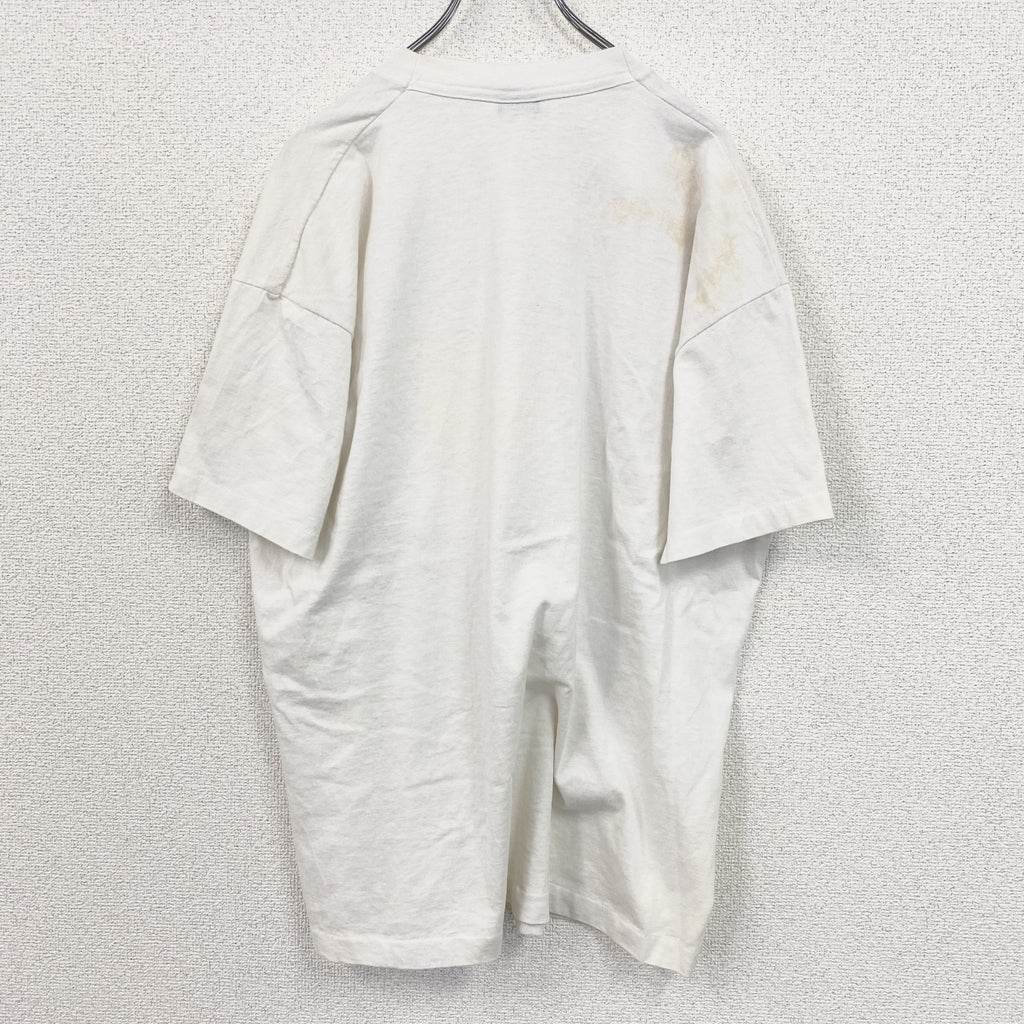 90s　FRUIT OF THE LOOM　フルーツオブザルーム　半袖プリントTシャツ　白　ホワイト　XLサイズ　　ヴィンテージ　古着