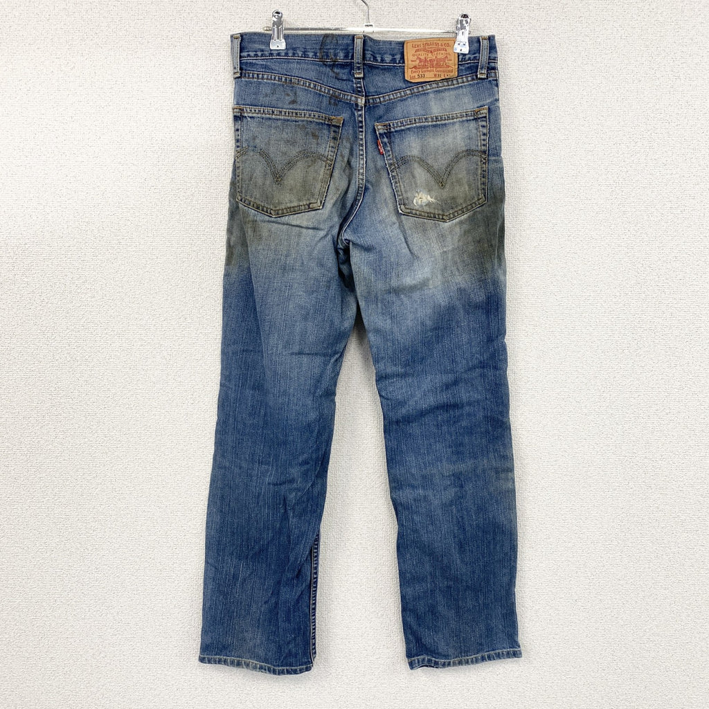 Levi’s　リーバイス　533　デニムパンツ/ダメージジーンズ　縦落ち　鬼ヒゲ　ジップフライ　インディゴ　W31サイズ　古着