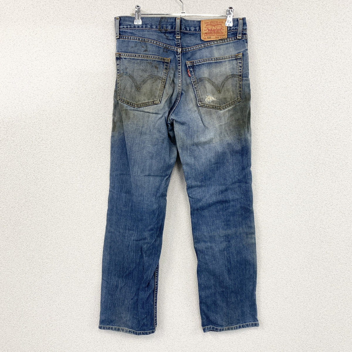 Levi’s　リーバイス　533　デニムパンツ/ダメージジーンズ　縦落ち　鬼ヒゲ　ジップフライ　インディゴ　W31サイズ　古着