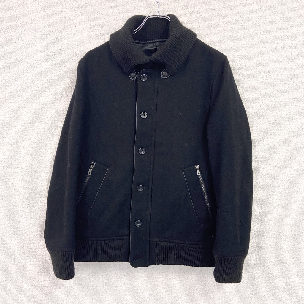 TAKEO KIKUCHI　タケオキクチ　ウールスタジャン/スタジアムジャケット　黒　ブラック スタジアムジャンパー メンズ ナイロン 古着