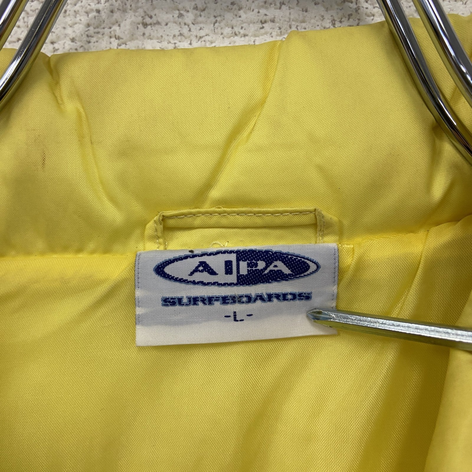 ～00s　AIPA SURFBOARDS　フルジップ中綿ベスト　ヴィンテージ　黄色　イエロー　Lサイズ　古着