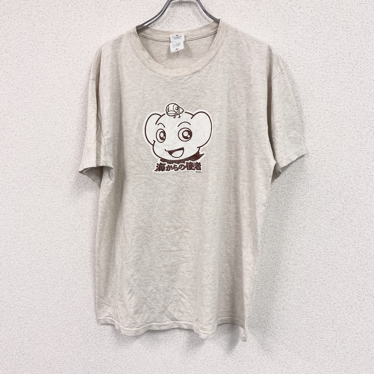anvil　アンヴィル　半袖プリントTシャツ　海からの信者　ベージュ　Lサイズ カットソー メンズ コットン 古着