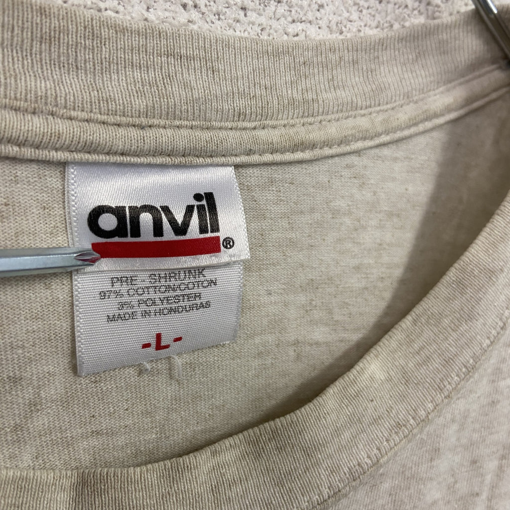 anvil　アンヴィル　半袖プリントTシャツ　海からの信者　ベージュ　Lサイズ カットソー メンズ コットン 古着