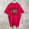 GEORGIA BULLDOGS 　アメフト　半袖オフィシャルプリントTシャツ　赤　レッド　スポーツ　レトロ　Lサイズ　古着