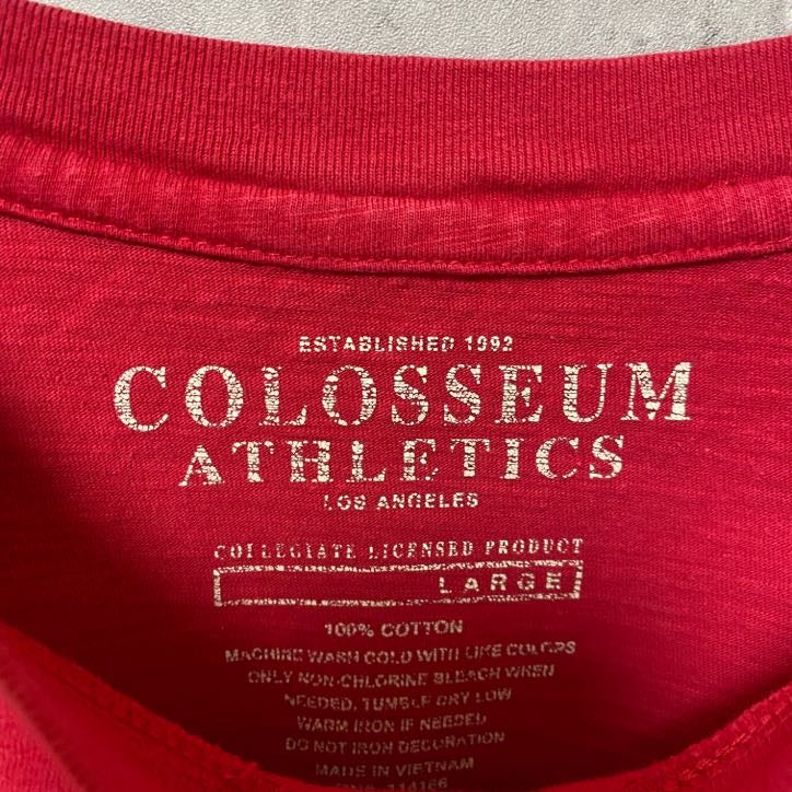 GEORGIA BULLDOGS 　アメフト　半袖オフィシャルプリントTシャツ　赤　レッド　スポーツ　レトロ　Lサイズ　古着